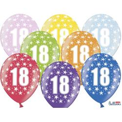 Ballonnen 18 jaar - metallic gekleurd met sterren | 6 stuks